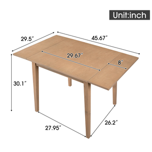 โต๊ะรับประทานอาหารแบบขยายได้ขนาด 29"-45" สำหรับ 4 คน โต๊ะครัวแบบพับได้พร้อมขาไม้ยางพารา โต๊ะรับประทานอาหารประหยัดพื้นที่สำหรับห้องนั่งเล่น - Product Image 2