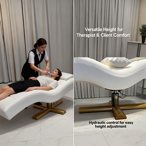 Lettino Estetico Idraulico Curvo in Acciaio Inox Arredamento per Salone Elettrico Regolabile Lettino Spa per Ciglia Lettino da Massaggio Viso - Product Image 3