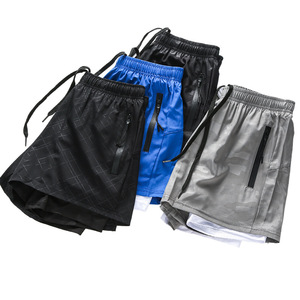 Pantaloncini da Corsa Estivi Leggeri <span class=keywords><strong>2</strong></span> in 1 per Uomo, Asciugatura Rapida, Traspiranti, in Spandex/Poliestere, con Tasche con Zip e Chiusura con Cordoncino - Product Image 6