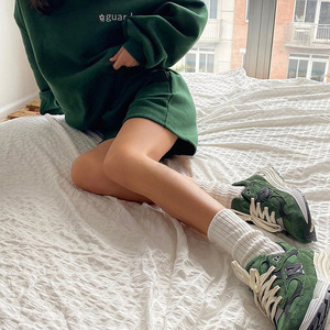 Hauts d'hiver chauds pour femmes, décontractés, pour adolescentes, vert, vintage, élégant, avec lettres brodées, sweat-shirt surdimensionné - Product Image 6