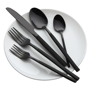 طقم أدوات مائدة من الفولاذ المقاوم للصدأ عالي الجودة بمقبض مربع وملعقة سكين مصنفرة بمرآة وملعقة شوكة للمطاعم وحفلات الزفاف - Product Image 1