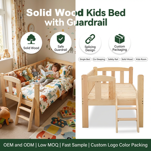 <span class=keywords><strong>Cama</strong></span> Individual de Madera Maciza para Niños con Barandilla de Seguridad, <span class=keywords><strong>Cama</strong></span> para Niños Pequeños con Extensión para Acoplar, <span class=keywords><strong>Cama</strong></span> para Bebés para Dormir Juntos, Logotipo Personalizado - Product Image 3