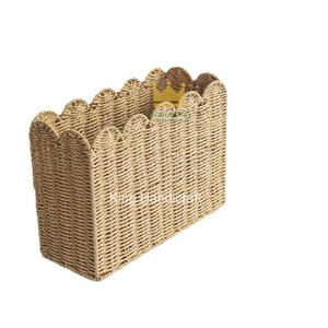 Panier de rangement rectangulaire en jonc de mer tressé, style rustique, sur pied, pour chambre d'enfant - Prix abordable - Product Image 1