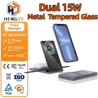 Chargeur sans fil pour téléphone Android 15w Support de chargeur sans fil pliable magnétique en métal ultra fin compact 3 en 1