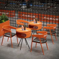 Ensemble de table et de chaises de bar industrielles en métal, meubles en forme de baril de pétrole pour pub, café, restaurant