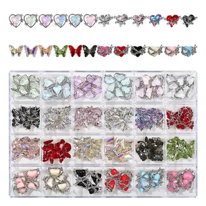 Nhà máy 24 lưới phẳng trở lại số lượng lớn không hotfix Bling Nail đá quý AB flatback Glass Rhinestone