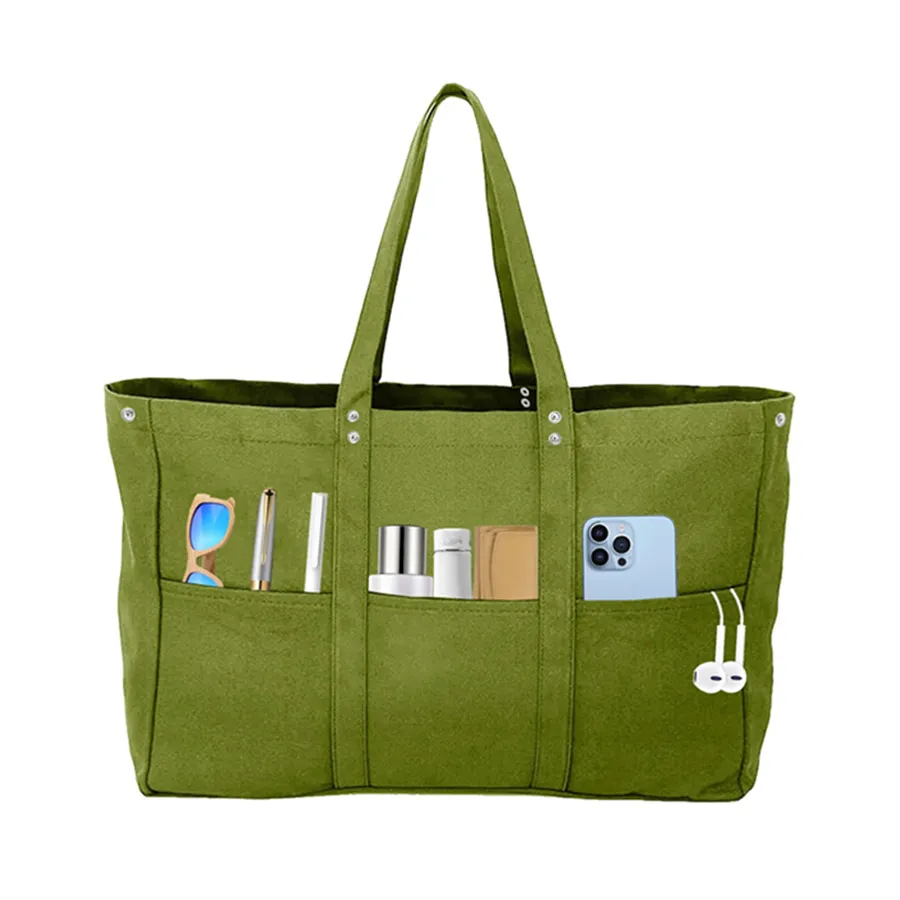Nuovo Design riciclabile serigrafia personalizzata grande Shopping cotone Tote Bag cerniera con Logo personalizzato