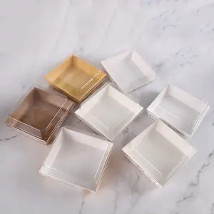 Food Grade Square Sandwich Dessert Box Disposable Paper Cake Box White Brown Bakery Packaging To Go