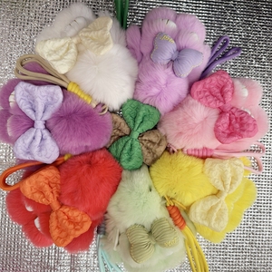 Portachiavi Coniglio in Peluche 10cm in Vera Pelliccia Naturale, Ciondolo per Borsa da Donna, Ornamento per Zaino, Portachiavi per <span class=keywords><strong>Auto</strong></span>, Regalo per Bambini - Product Image 6