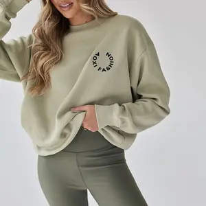 OEM sweat shirt vendor pullover 400gsm velvet fleece cotton polyester premium crew neck oversized hoodies womens sweatshirt