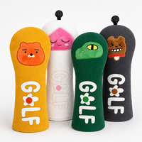 Housses de tête de club de golf imperméables en cuir PU pour driver, bois et hybrides, avec broderie imprimée motif chat mignon