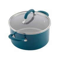 Marmite à soupe et à bouillon en aluminium de qualité supérieure avec revêtement antiadhésif, poignée en acier inoxydable, compatible gaz et induction, avec couvercle inclus