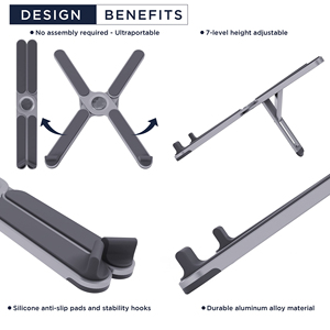Factory Wholesale Adjustable Aluminum <strong>Laptop</strong> <strong>Stand</strong> for 11-17&quot; Tablets &amp;<strong>Laptop</strong>