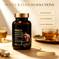 Approvisionnement direct usine, prêt à expédier : Complément de Maca Rouge 60 gélules, forte marge de profit, approvisionnement en gros, capsules pour la vitalité masculine