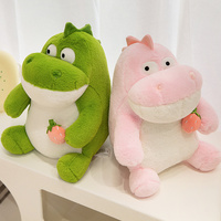 Peluche Dinosaure Assis Adorable, Jouet en Peluche Doux, Poupée Dinosaure avec Fraise, Peluches Animaux Mignons pour Enfants, Décoration Canapé et Chambre