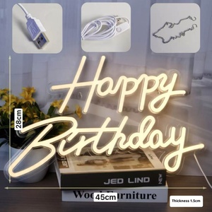 Inglés <span class=keywords><strong>letras</strong></span> luminosas acrílico impermeable LED luz de neón 2700K suave cálido blanco interior Feliz cumpleaños fiesta reunión escena - Product Image 1