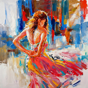 Dipinto a Olio Impressionista Fatto a Mano, Arte Moderna da Parete per Soggiorno, Ritratto Ecologico <span class=keywords><strong>di</strong></span> Donna su Tela - Product Image 4