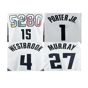 2025 Nueva camiseta de baloncesto 1 Porter Jr 4 Westbrook 15 <span class=keywords><strong>Jokic</strong></span> 27 Murray venta al por mayor blanco <span class=keywords><strong>Denver</strong></span> impreso camisetas deportivas - Product Image 1