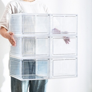 Newest durable using stackable plastic shoe storage boxes clear stackable