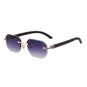 Gafas de Sol Poligonales Europeas Americanas 2026, Protección UV400, Patillas con Diseño de Madera, Transparentes/Marrones, Modernas para Hombre y Mujer - Product Image 4