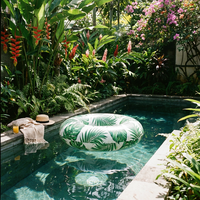 Bouée gonflable pour adultes en PVC certifiée CE, imprimé feuille de Monstera tropicale, 180 cm, pour les vacances d'été à la plage, divertissement aquatique, marque Go Brand