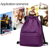 Sac de sport pliable personnalisé grande capacité en polyester imperméable avec cordon de serrage, sac à dos de sport, sac à cordon décontracté d'extérieur personnalisé