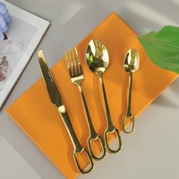 Ensemble de couverts en acier inoxydable doré de luxe, élégants pour les réceptions de mariage, les hôtels, les restaurants, la table à manger