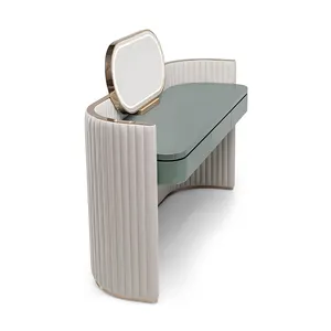 2023 nouveau vert clair maquillage vanity table ensemble velours italien luxe moderne dressing vanity table avec led lumière maquillage miroir