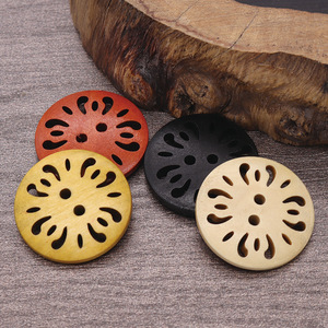 Kancing Kayu Klasik Etnik 13mm~38mm Berongga Motif Laser Custom 2 Lubang untuk Kemeja - Product Image 6