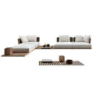 Ensemble de canapés d'extérieur nordique en rotin et teck massif – Mobilier élégant en rotin tressé pour villa et loisirs en plein air - Product Image 3