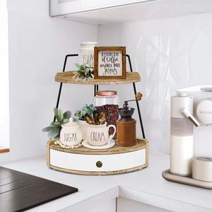 Cross-border wooden countertop iron and wood combination storage <b>rack</b> bathroom desktop storage <b>rack</b> toiletries storage shelf - Product Image 1