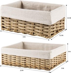 <b>Square</b> Eco-Friendly Paper Rope Food Storage Bread Box Kitchen Sink Desk Organizer Storage Drawer Paper <b>Basket</b> - Product Image 2