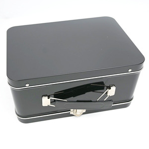 Wholesale Black Hinged Lid Tin Storage <b>Box</b> With Carry Handle <b>Lockable</b> Metal Tin Container For Outdoor Gear <b>Small</b> Tools Gift Pack - Product Image 2