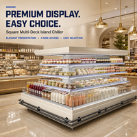 Multideck open display koeler semi verticale ronde vierkante eilandkoelkast voor supermarkt fruit groenten dranken