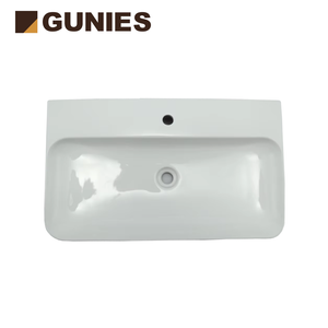 Lavabo de Baño Rectangular de Diseño Moderno Gunies Modelo 8004, Lavabo de Porcelana con Grifo de un Solo Orificio y Manija - Product Image 3