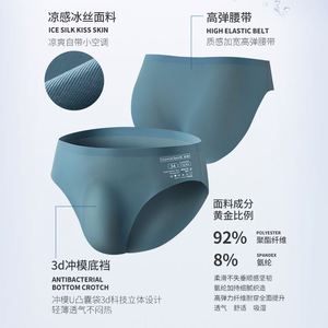 High Quality Ice Silk Underwear for Men, <b>Seamless</b> Transparent Thin Breathable Briefs, One-piece 3D Punching Non-sensical Briefs - Product Image 2