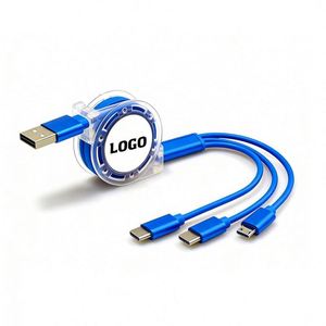 Wholesale Promo Gift Logo 3 in 1 <b>Charging</b> <b>Cable</b> for Mobile Phone With Micro-Usb & Type-C Ports Custom Promotional Gifts - Product Image 1