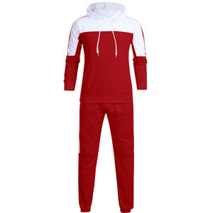 Ensemble de survêtement à capuche en coton épais 100 % grande taille avec logo brodé et pantalon de jogging évasé - Product Image 1