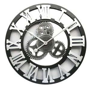 해골 금속 벽 시계 골동품 유럽 스타일 금속 로마 아라비아 숫자 시계