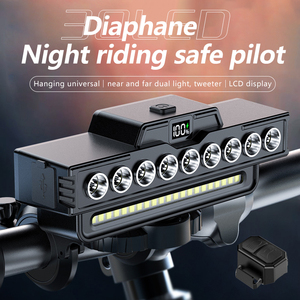 Cao Sáng 4000MAh USB Sạc Xe Đạp Phía Trước Nhẹ Lũ Lụt Ánh Sáng Với Sừng Loa Chuông Mtb Đường Xe Đạp Ánh Sáng - Product Image 2