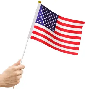 Multi size personnalisé polyester Mini drapeau à main pays Amérique agitant à la main drapeau à main