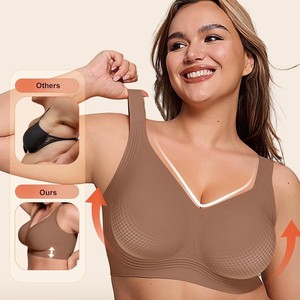 Reggiseno sportivo da donna <span class=keywords><strong>taglie</strong></span> forti, sottile, traspirante, push-up, in maglia, senza ferretto, con coppe a 3/4 e design senza cuciture - Product Image 3