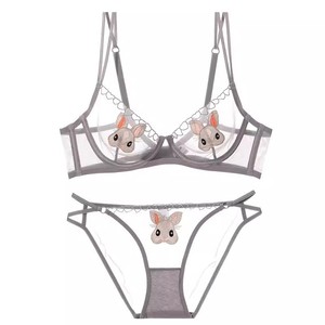 Puro desiderio Sexy Ultra-sottile biancheria intima <span class=keywords><strong>trasparente</strong></span> coniglio <span class=keywords><strong>Push</strong></span>-<span class=keywords><strong>up</strong></span> Anti espansione con anello in acciaio set reggiseno da donna - Product Image 6