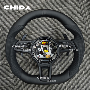 พวงมาลัยหนังแท้สีดำคุณภาพสูงแบบกำหนดเองสำหรับรถปอร์เช่ พานาเมร่า มาคันน์ คาเยนน์ 718 911 918 958 970 971 - Product Image 1