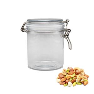 塑料收纳罐子瓶子热销的英国，500毫升食品级圆形PET干果贮藏容器塑料螺母包装罐 - Product Image 1