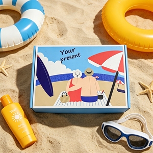 Eco-friendly Light Blue Corrugated Mailing Box For Swimwear & Sunscreen Sets Custom Printed Shipping Packaging Box