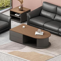 Table basse de bureau moderne modulaire personnalisable en bois avec étagère ouverte et rangement intégré, idéale pour les espaces détente
