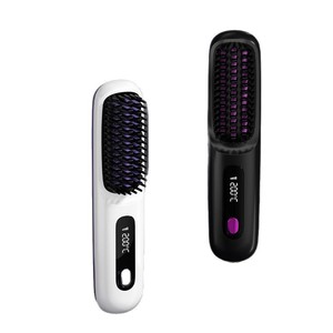 Straightening Comb With Negative Ions Titanium Tourmaline Coating Wireless Portable For Straightening <b>Curling</b> Volumizing - Product Image 4