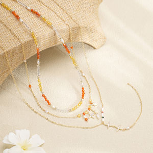 Set di Collane Stratificate Boho di Lusso Placcate in Oro 18K per Donne, Girocollo con Perline di Cristallo Giallo Citrino, Ciondolo a Stella, Collana a Y con Perle ABAS - Product Image 2