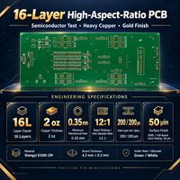 Carte PCB multicouche 16 couches en cuivre épais pour test de semi-conducteurs, plaquée or, pour équipement de test de semi-conducteurs